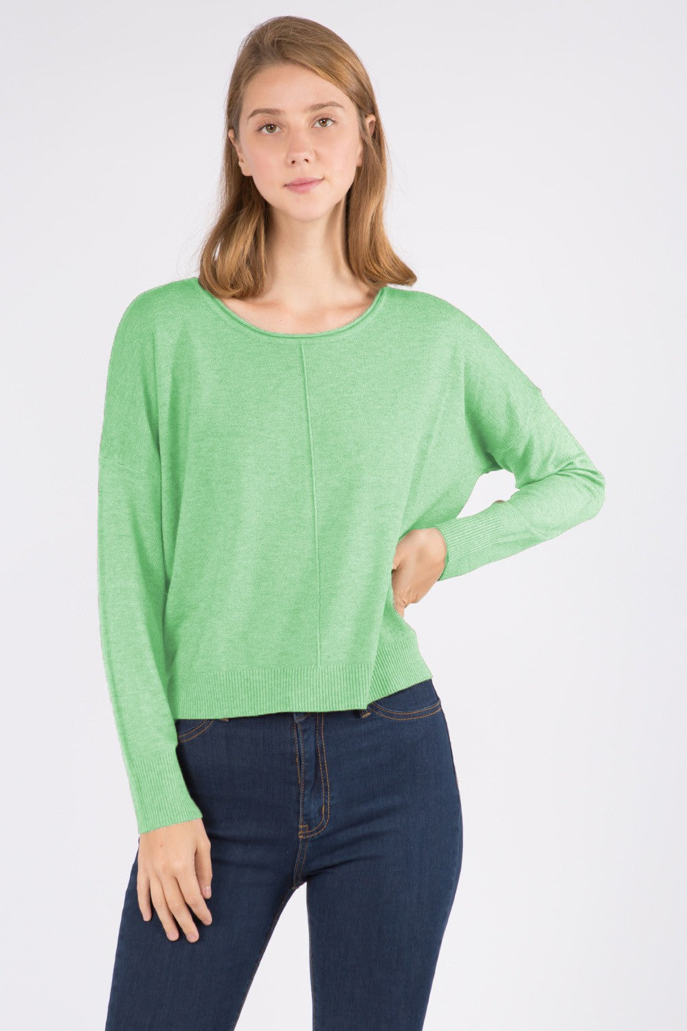 Heather Electric Green Sweater, Sweater by Dreamers | LIT Boutique
