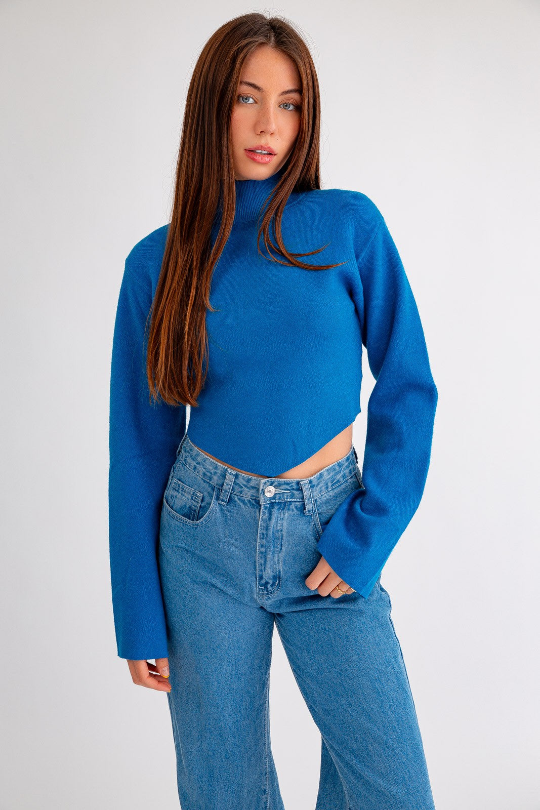 Social Battery Charged Sweater Blue, Sweater by Le Lis | LIT Boutique