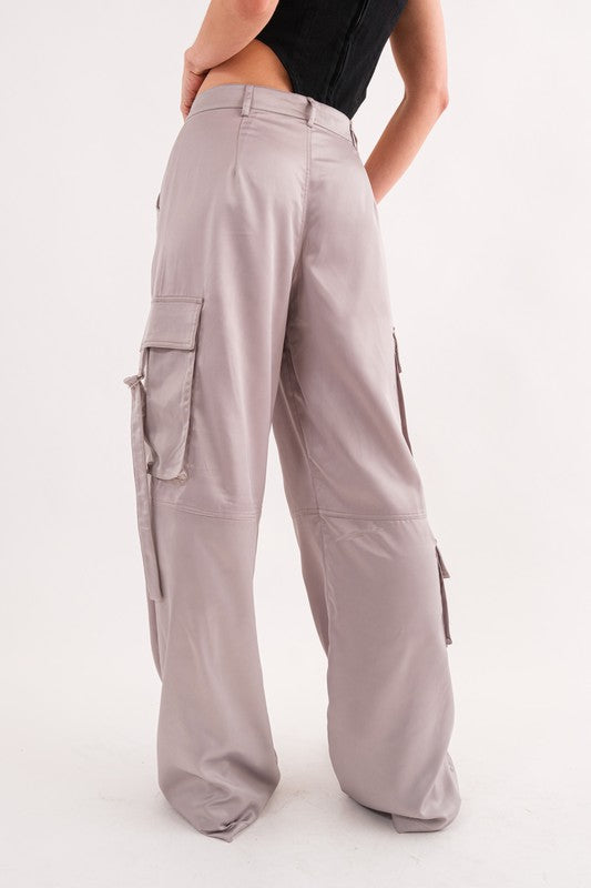 Cargo Pant With Buckle Strap Pockets Grey, Pant Bottom by Signature 8 | LIT Boutique