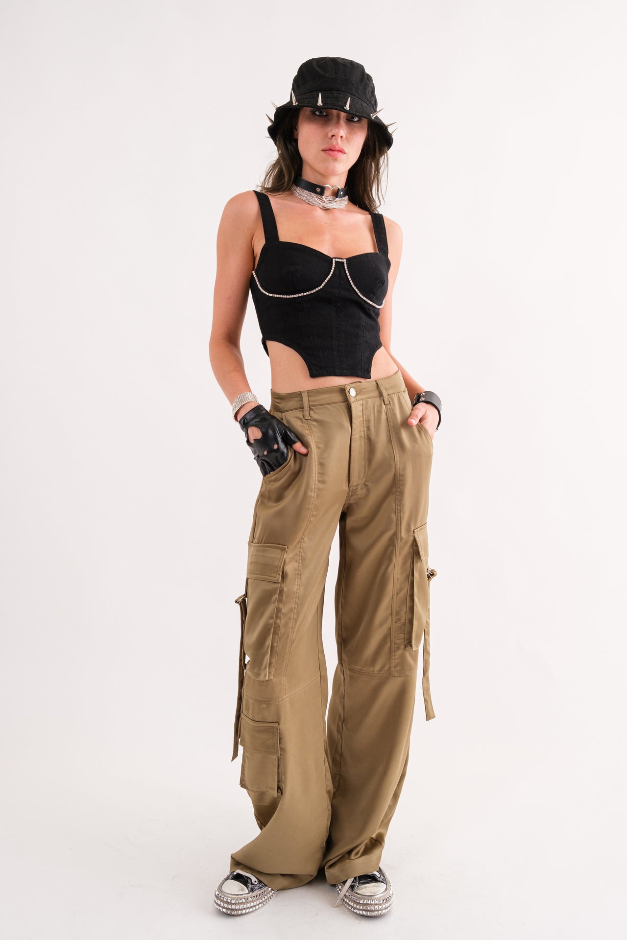 Cargo Pant With Buckle Strap Pockets Olive | LIT Boutique