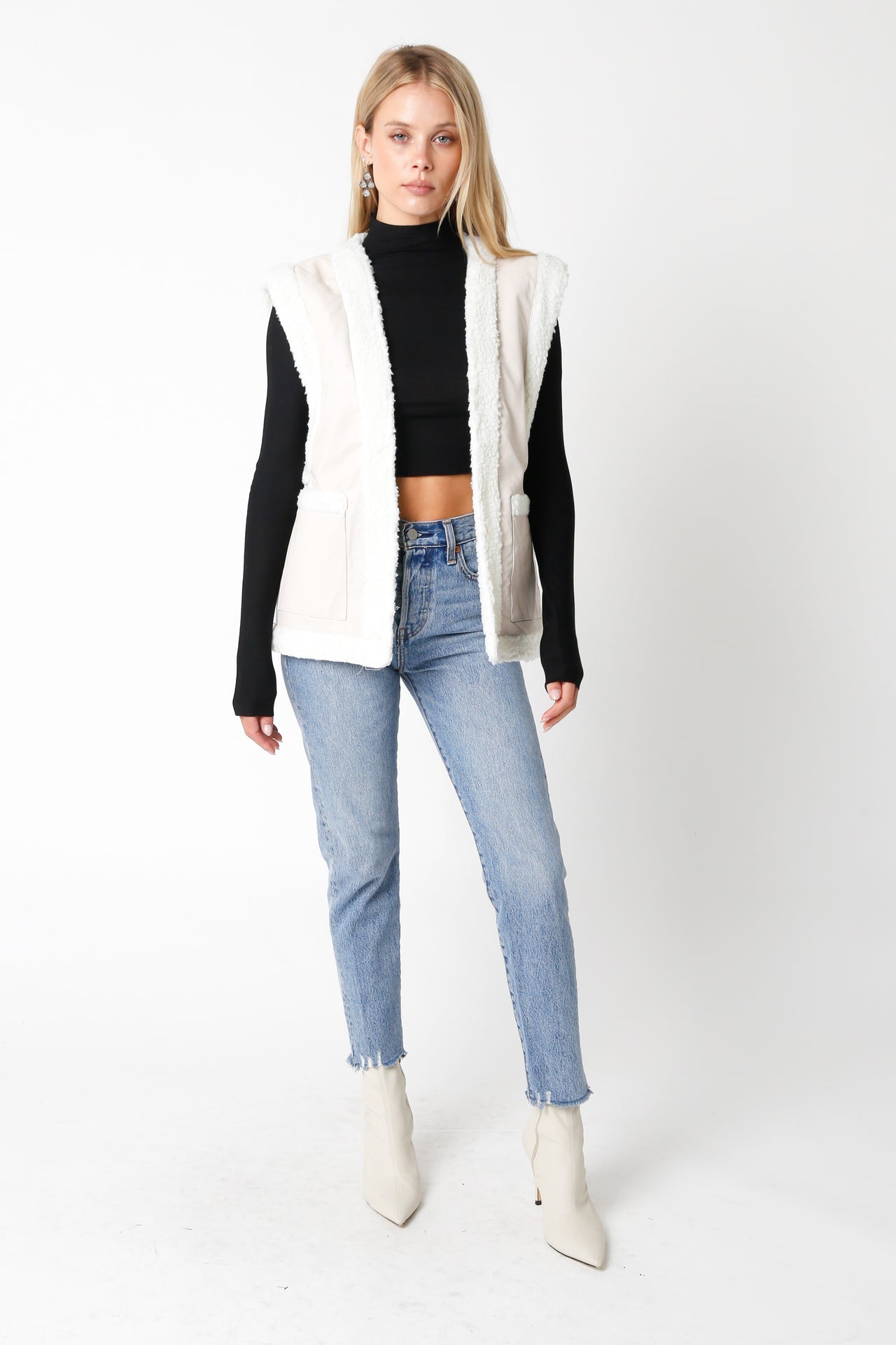 Crisp Sunday Vest Ecru, Jacket by Olivaceous | LIT Boutique