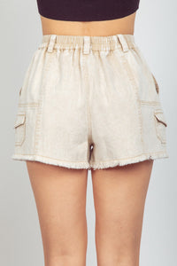 Thumbnail for Cloud Cargo Short Beige, Fabric Shorts by Very J | LIT Boutique