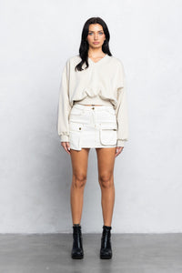 Thumbnail for Said Outloud Cargo Skirt Ivory, Mini Skirt by No Vacancy | LIT Boutique