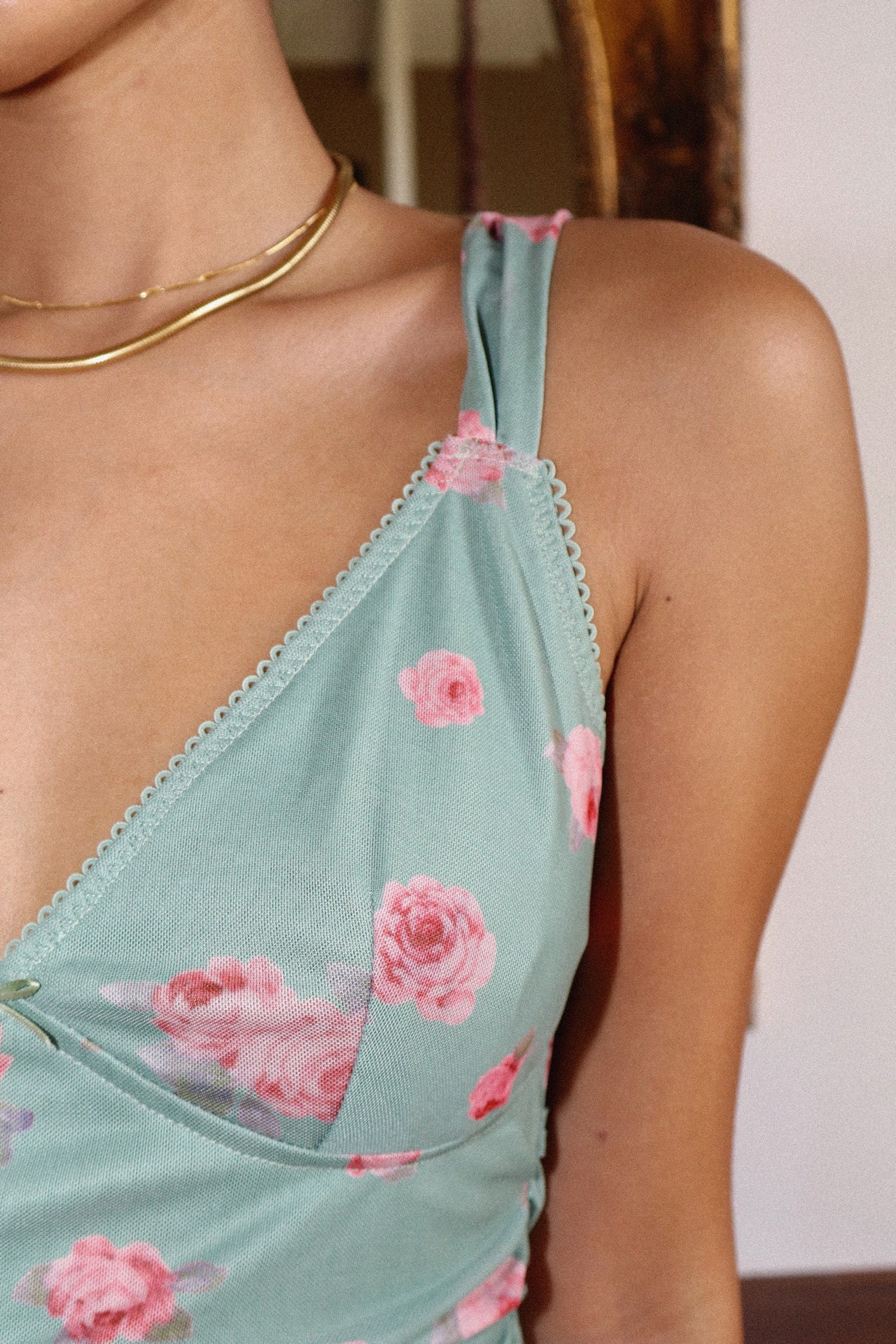 La Vie En Rose Lace Trim Midi Dress Sage, Midi Dress by Bailey Rose | LIT Boutique