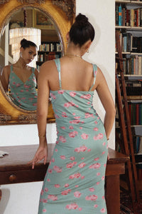 Thumbnail for La Vie En Rose Lace Trim Midi Dress Sage, Midi Dress by Bailey Rose | LIT Boutique