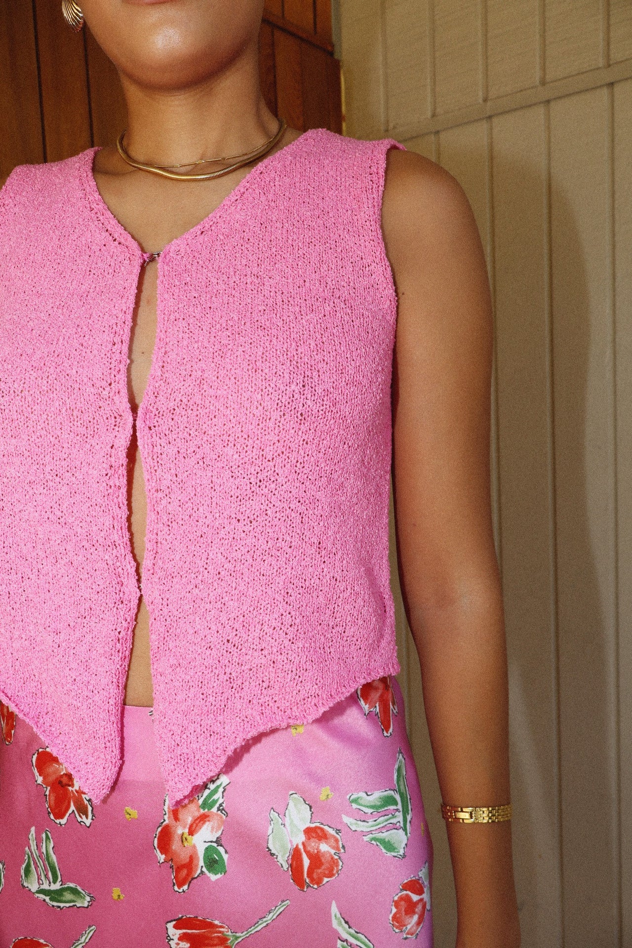 Barbies Kitchen Knit Top Pink, Short Blouse by Bailey Rose | LIT Boutique
