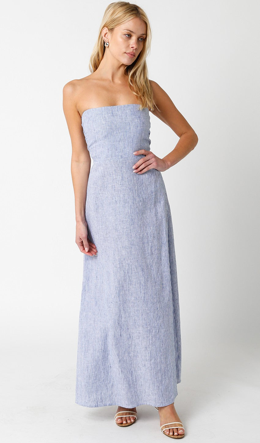 Winery Midi Dress Blue White, Midi Dress by Olivaceous | LIT Boutique