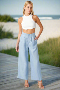 Thumbnail for Make It Count Pants Blue, Pant Bottom by Olivaceous | LIT Boutique