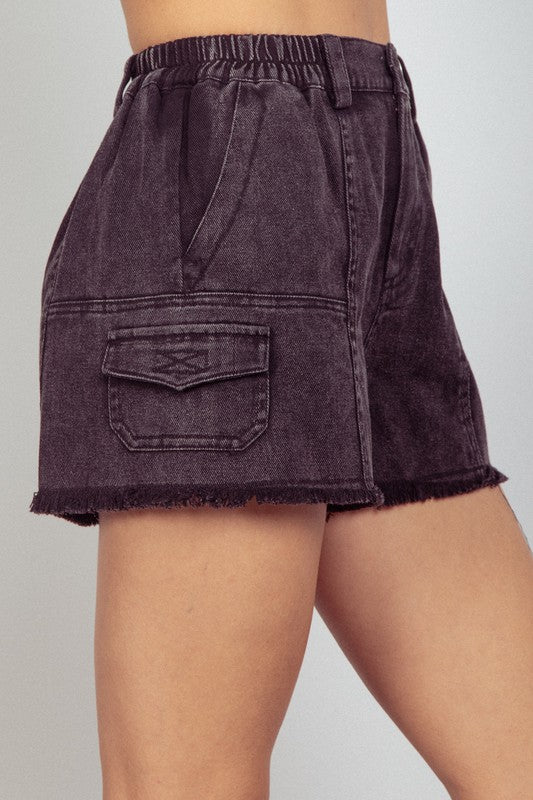 Cloud Cargo Short Black, Fabric Shorts by Very J | LIT Boutique