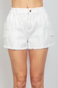 Thumbnail for Cloud Cargo Short White, Fabric Shorts by Very J | LIT Boutique