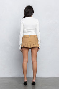Thumbnail for Easy To Pleat Mini Skirt Khaki, Mini Skirt by No Vacancy | LIT Boutique