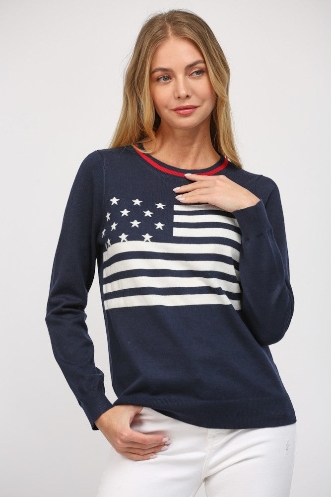 American Dream Sweater Navy, Sweater by Fate | LIT Boutique