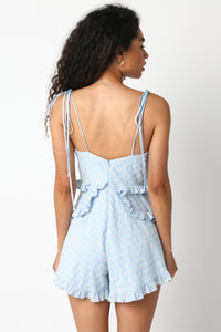 Thumbnail for Blossom Whisper Romper Blue, Mini Dress by Olivaceous | LIT Boutique