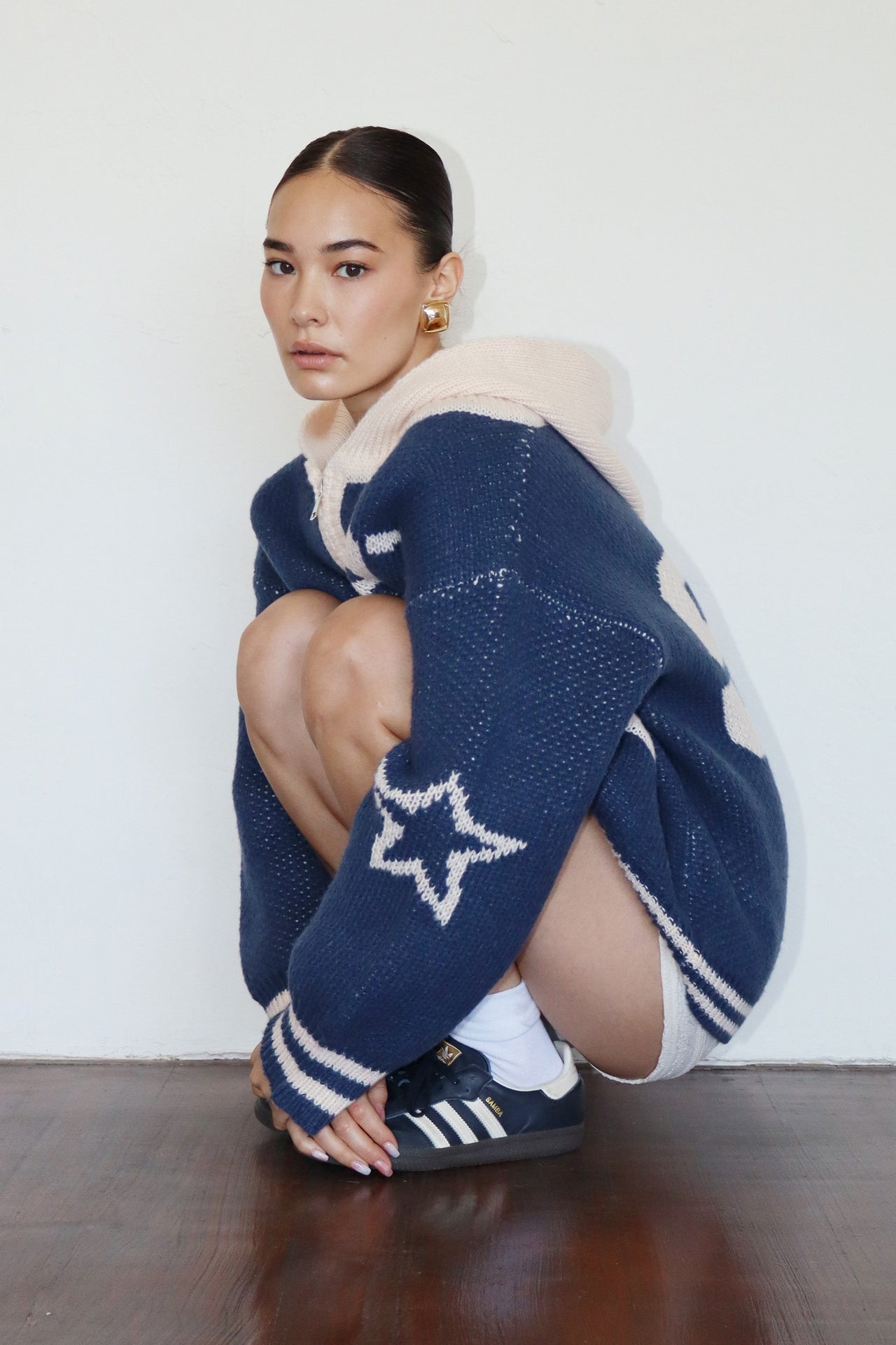 Jerry Varsity Oversized Knit Hoodie, Jacket by Bailey Rose | LIT Boutique