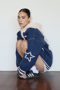 Thumbnail for Jerry Varsity Oversized Knit Hoodie, Jacket by Bailey Rose | LIT Boutique