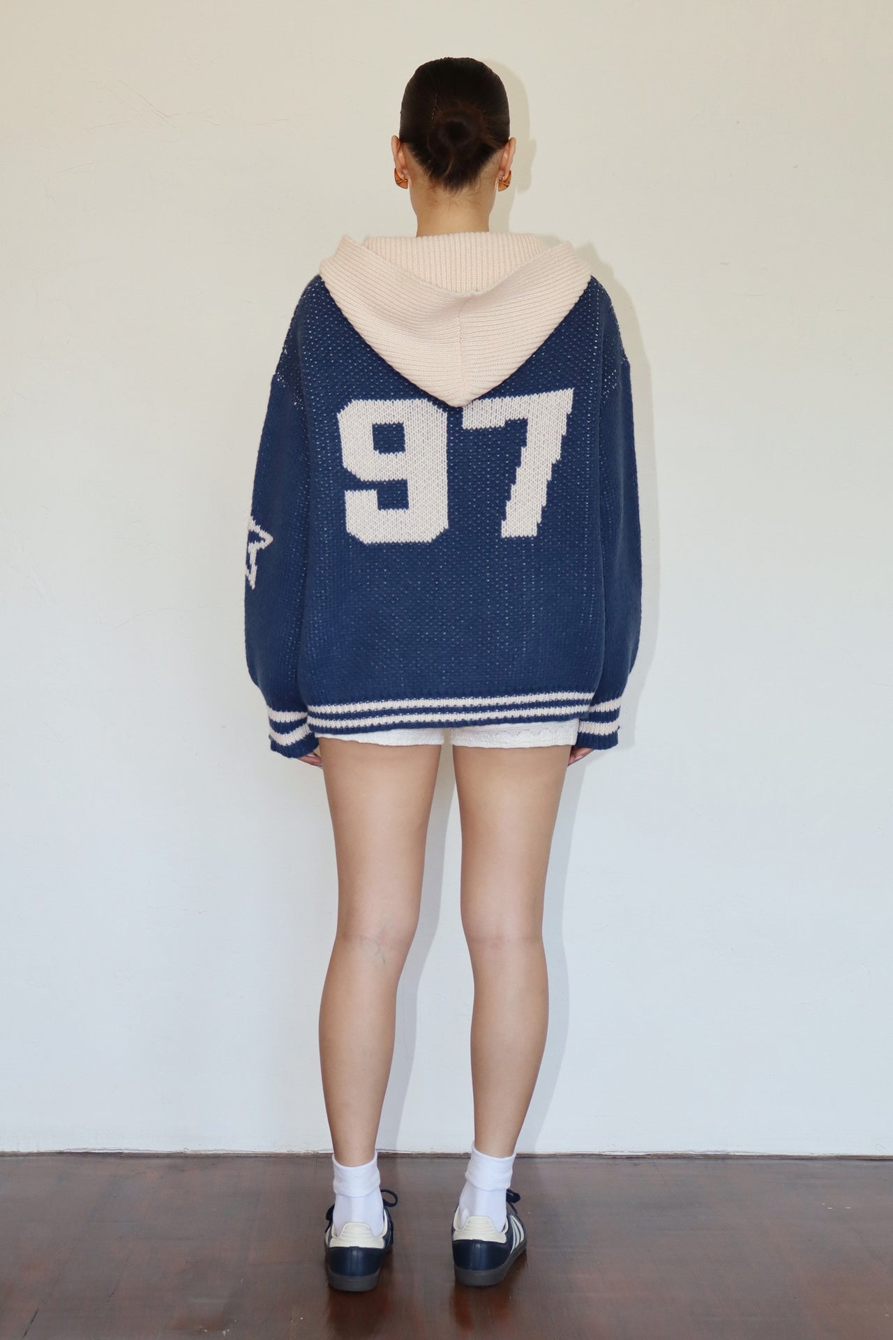 Jerry Varsity Oversized Knit Hoodie, Jacket by Bailey Rose | LIT Boutique