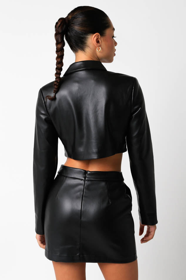 Emilee Cropped Jacket Black, Long Blouse by Olivaceous | LIT Boutique