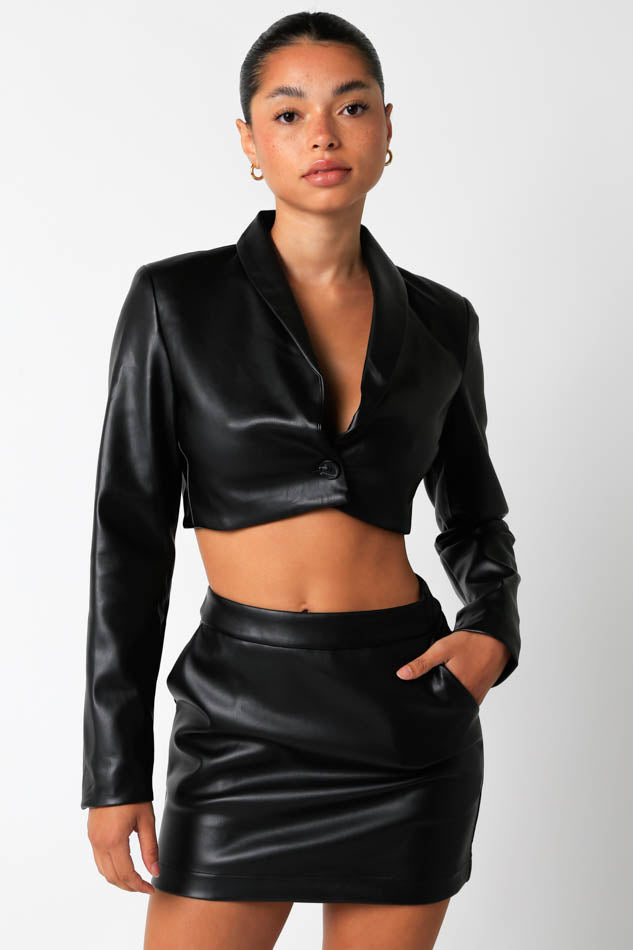 Emilee Cropped Jacket Black, Long Blouse by Olivaceous | LIT Boutique