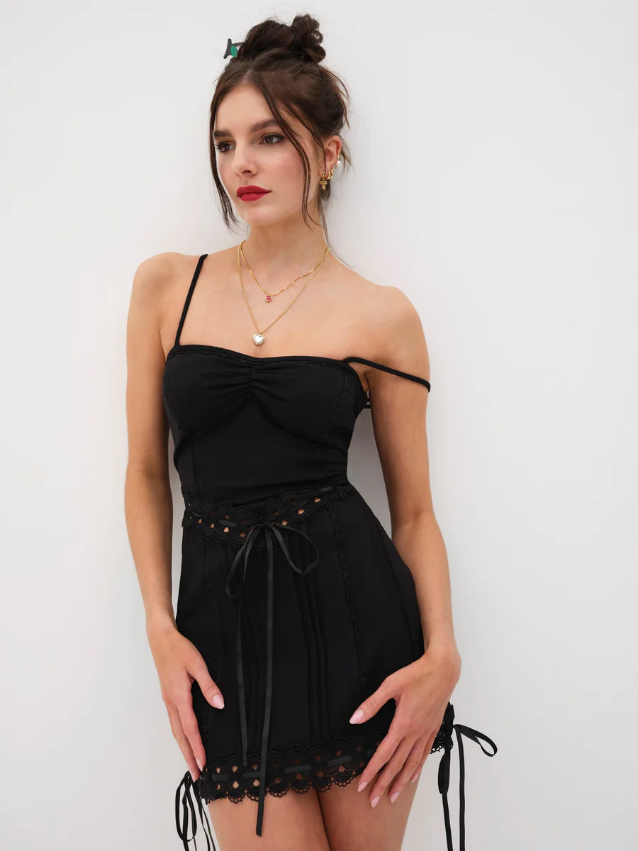 Sistine Black Mini Dress, Mini Dress by For Love & Lemons | LIT Boutique
