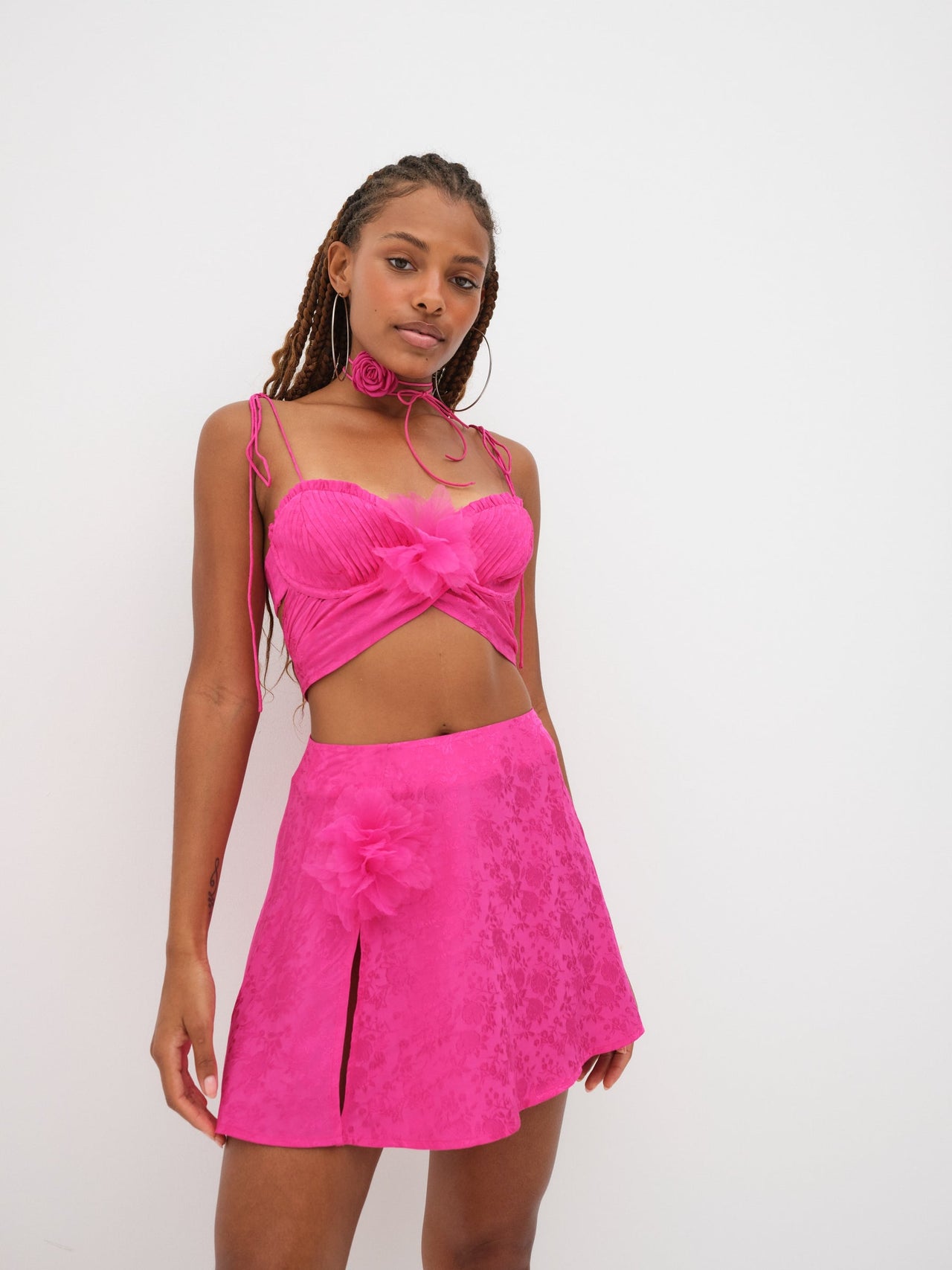 Sasha Pink Pleated Skirt, Mini Skirt by For Love & Lemons | LIT Boutique
