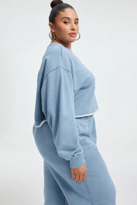 Thumbnail for Cropped Indigo Sweatshirt, Sweat Lounge by Good American | LIT Boutique