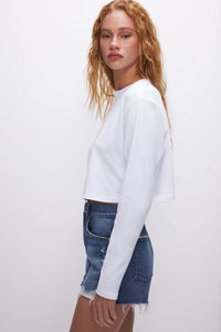 Thumbnail for Heritage Cropped Long Sleeve Tee White, Long Tee by Good American | LIT Boutique