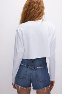 Thumbnail for Heritage Cropped Long Sleeve Tee White, Long Tee by Good American | LIT Boutique