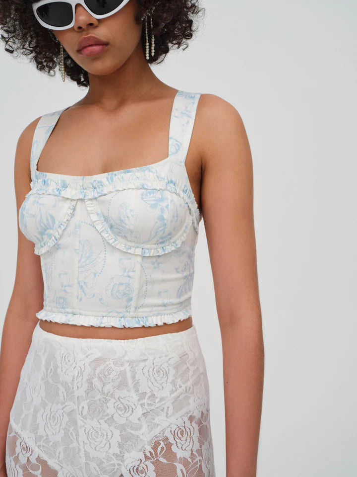 Chantal Top Blue, Tank Blouse by For Love and Lemons | LIT Boutique
