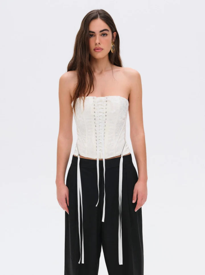 Lilibet Corset Top White, Tank Blouse by For Love & Lemons | LIT Boutique