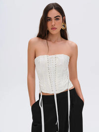 Thumbnail for Lilibet Corset Top White, Tank Blouse by For Love & Lemons | LIT Boutique