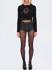 Thumbnail for Lyon Knit Top Black, Long Tee by For Love & Lemons | LIT Boutique