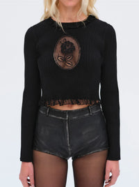 Thumbnail for Lyon Knit Top Black, Long Tee by For Love & Lemons | LIT Boutique