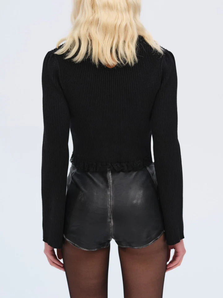 Lyon Knit Top Black, Long Tee by For Love & Lemons | LIT Boutique