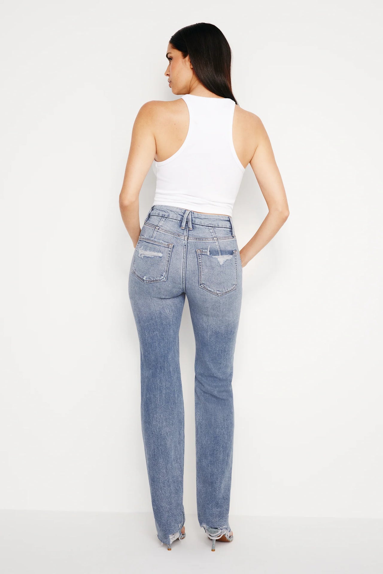 Good Icon Straight Jeans Indigo, Boyfriend Denim by Good American | LIT Boutique