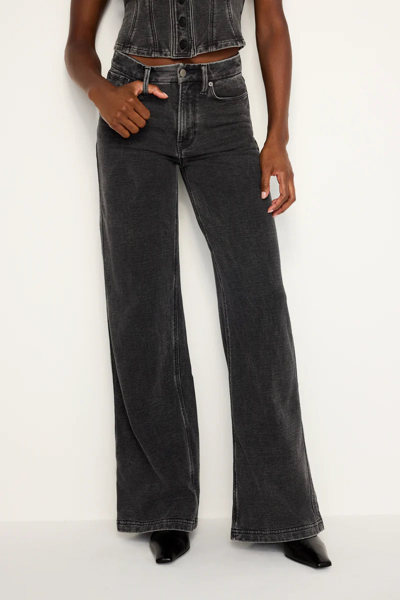 Jeanius Good Skate Jeans Black, Flare Denim by Good American | LIT Boutique