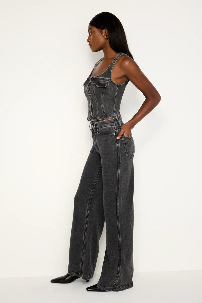 Jeanius Good Skate Jeans Black, Flare Denim by Good American | LIT Boutique