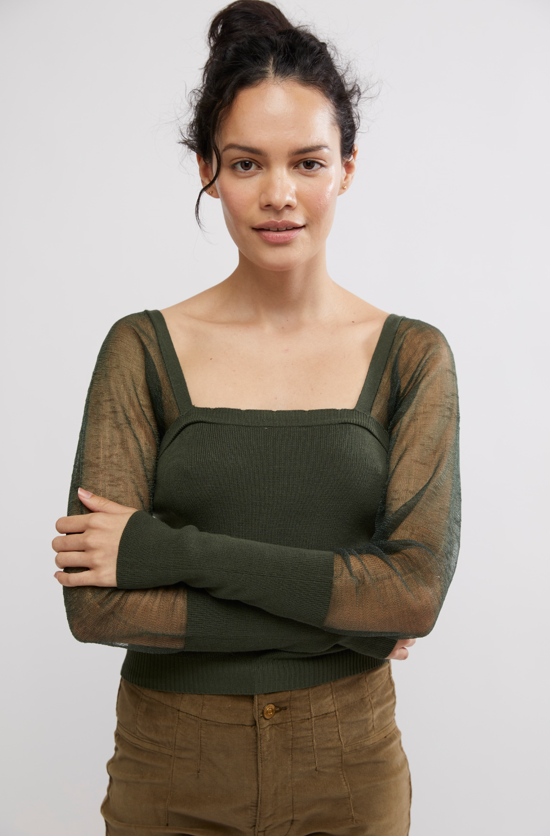 Night After Night Long Sleeve Emerald, Long Blouse by Free People | LIT Boutique