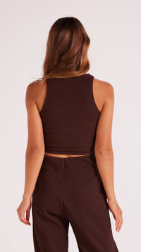 Thumbnail for Unity Ring Detail Tank Brown, Tank Blouse by Mink Pink | LIT Boutique