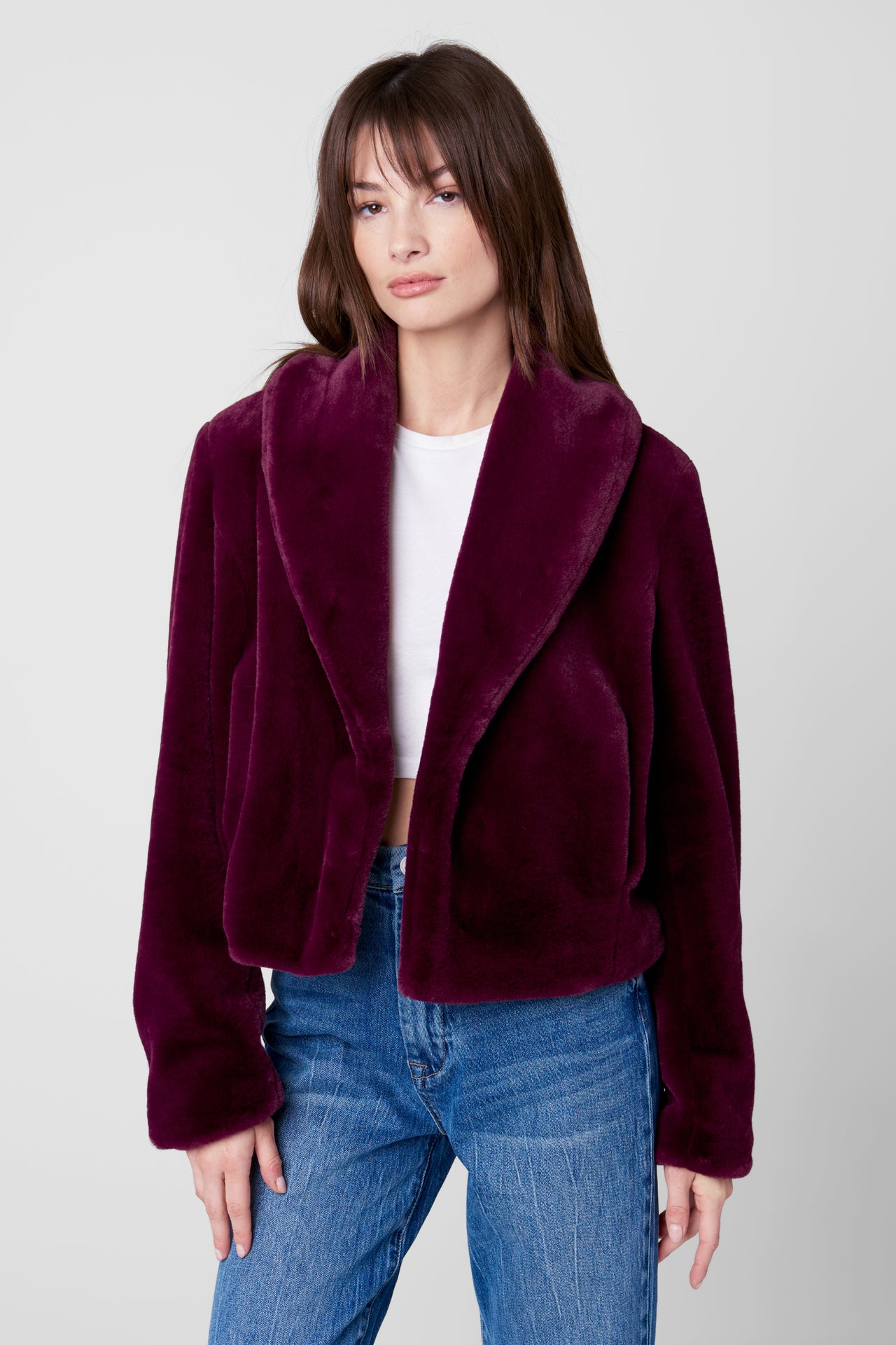 Dry Martini Faux Fur Cropped Jacket, Jacket by Blank NYC | LIT Boutique