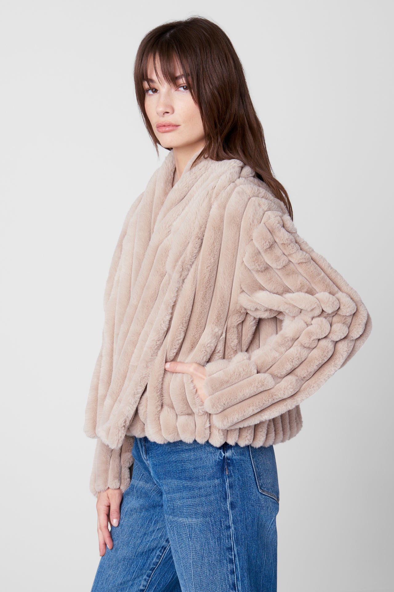 Angel Heart Faux Fur Cropped Jacket, Jacket by Blank NYC | LIT Boutique