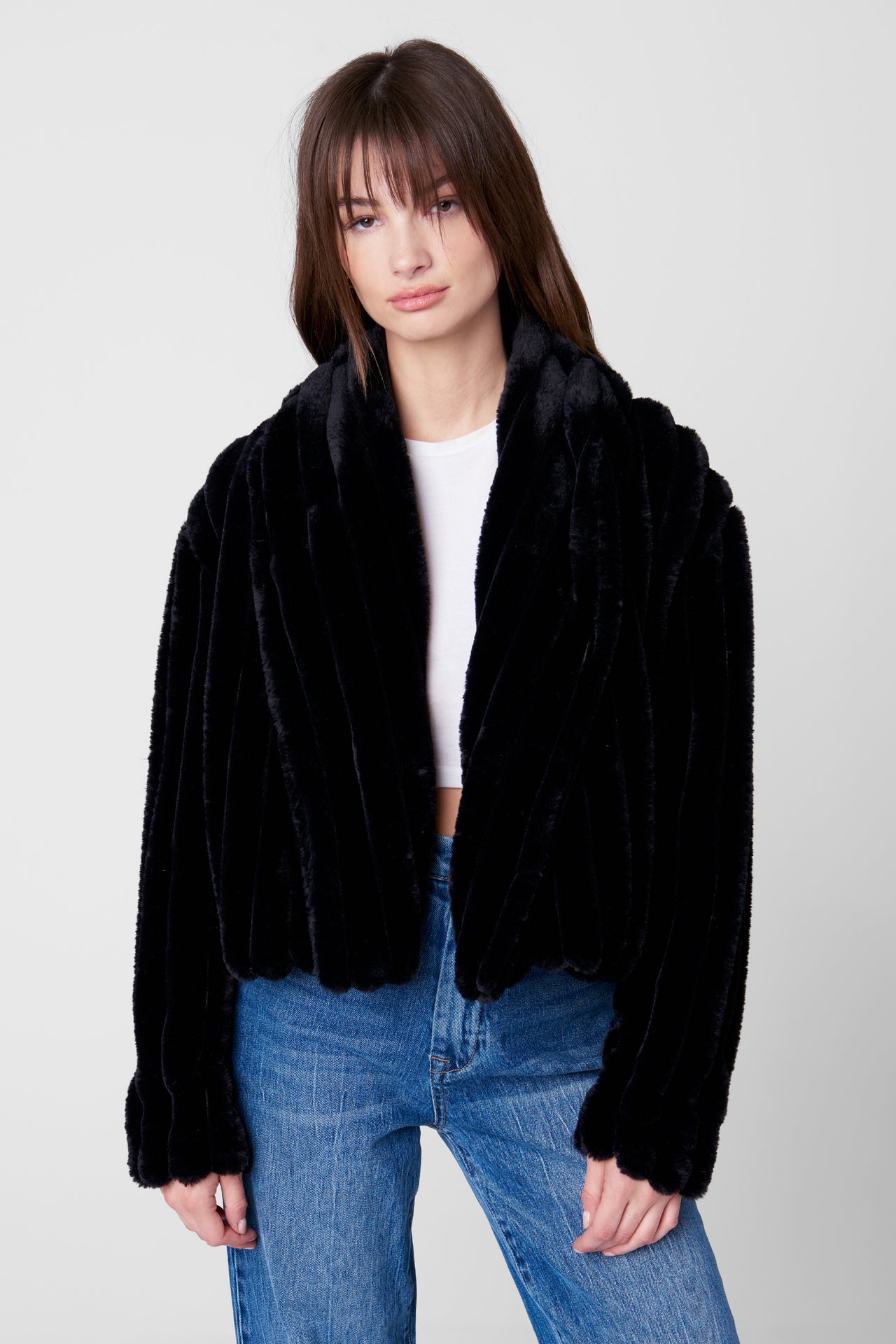 Night Life Faux Fur Cropped Jacket, Jacket by Blank NYC | LIT Boutique