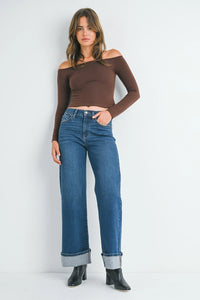 Thumbnail for Dk Cuffed Palazzo Navy, Pant Bottom by Just Black | LIT Boutique