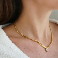 Thumbnail for Skylar Solitaire Pear Necklace Gold, Necklace Jewelry by Ellie Vail | LIT Boutique