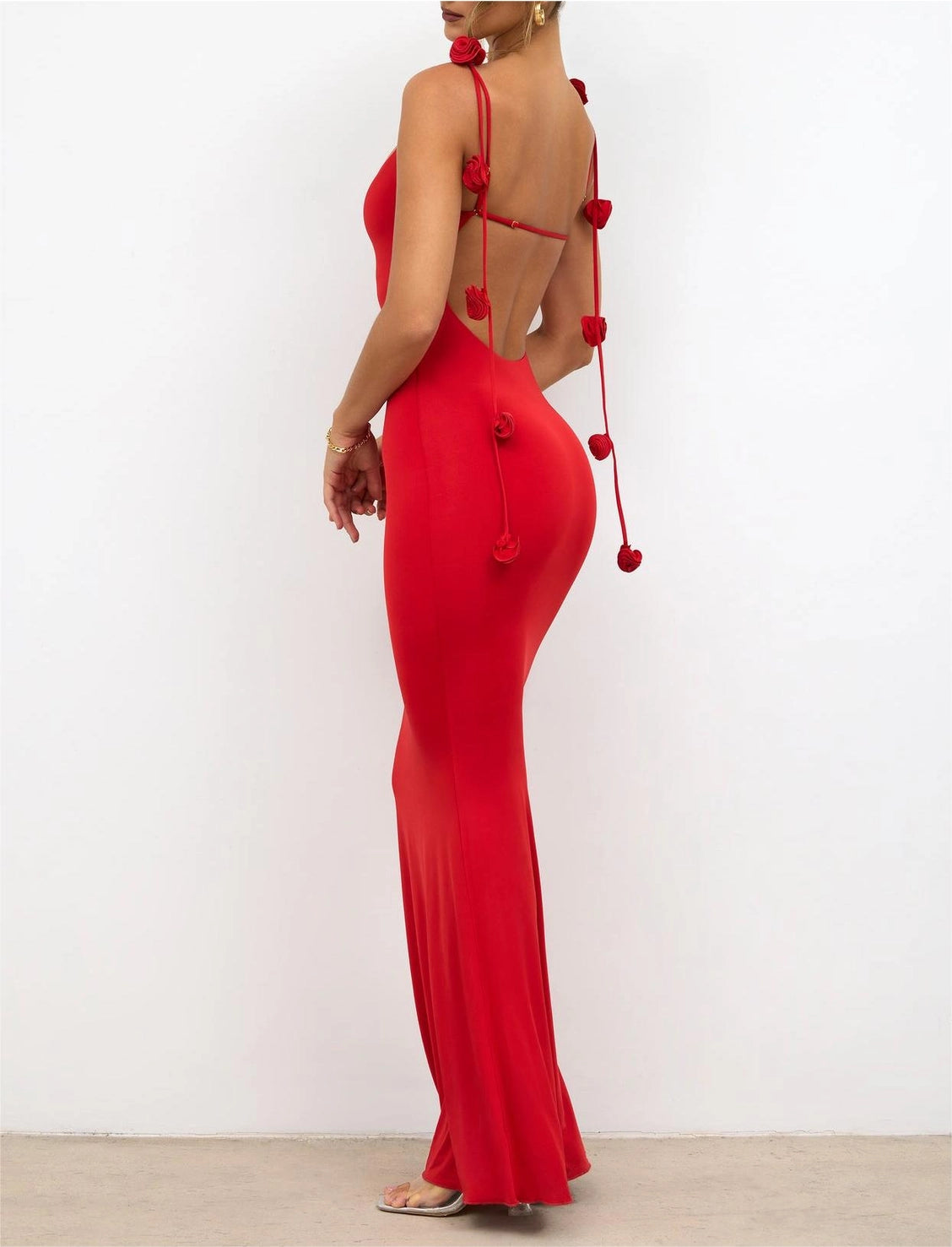 Rose Garden Backless Maxi Dress Red, Maxi Dress by Rosa Clothing | LIT Boutique