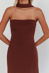 Thumbnail for Nicole Dress - Reversible Halter Maxi Dress Chocolate, Maxi Dress by One and Only | LIT Boutique