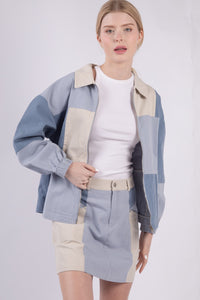 Thumbnail for Tri-Tone Denim Patchwork Jacket, Jacket by Very J | LIT Boutique