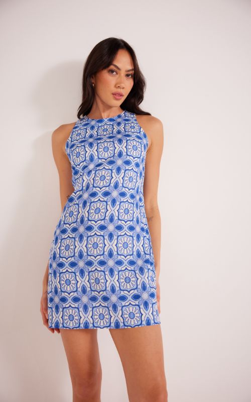 Catalina Shift Mini Dress Blue, Mini Dress by Mink Pink | LIT Boutique