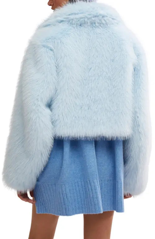 Paris Cropped Fur Light Blue, Jacket by Free People | LIT Boutique