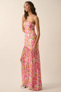 Thumbnail for Blooming Bliss Strapless Maxi Dress Pink Multi, Maxi Dress by Promesa USA | LIT Boutique