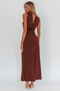 Thumbnail for Nicole Dress - Reversible Halter Maxi Dress Chocolate, Maxi Dress by One and Only | LIT Boutique